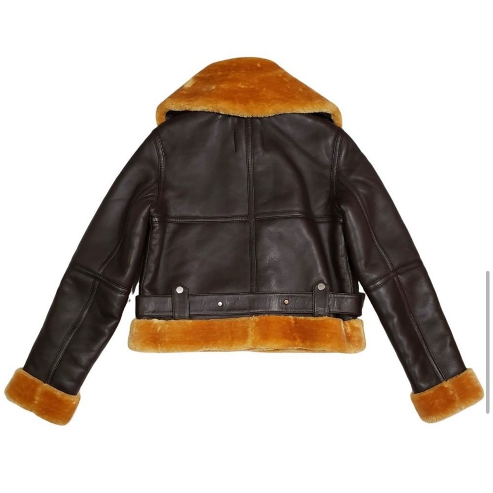 🏁 Walter Baker Mandie Coffee & Honey Genuine Leather Jacket / Coat 🍯🧸🔥 - Picture 4 of 11